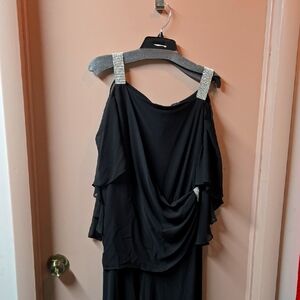 Elegant Black Dress with Silver Accents